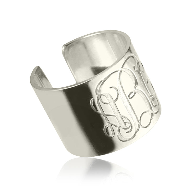 Personalized Monogram Cuff Ring Sterling Silver Jewelry Treasures