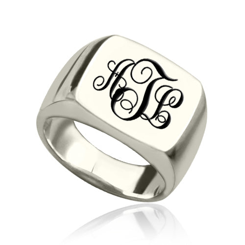 Personalized Signet Ring Sterling Silver with Monogram Jewelry Treasures