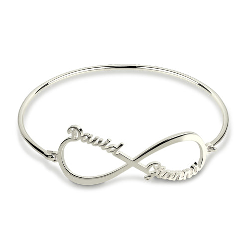 Custom Infinity 2 Names Bangle Sterling Silver Jewelry Treasures