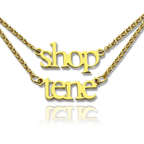 Double Layer Mini Name Necklace 18K Gold Plated Jewelry Treasures