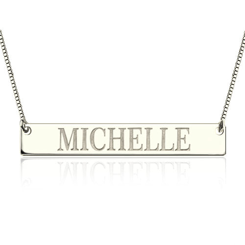 Engraved Name Bar Necklace In Sterling Silver Jewelry Treasures