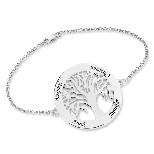 Personalized Engraved Family Tree Bracelet Sterling Silver Jewelry Treasures