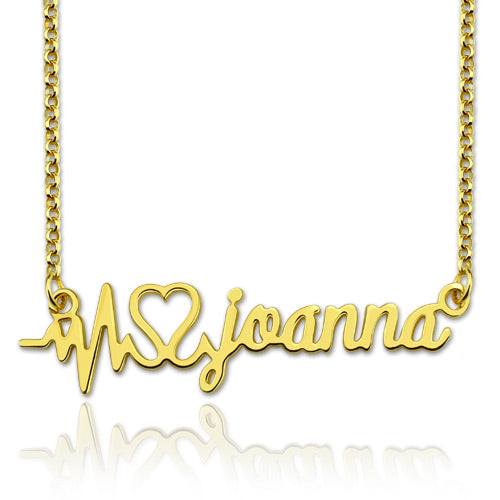 Personalized Heartbeat Name Necklace Gold Plated Silver Jewelry Treasures