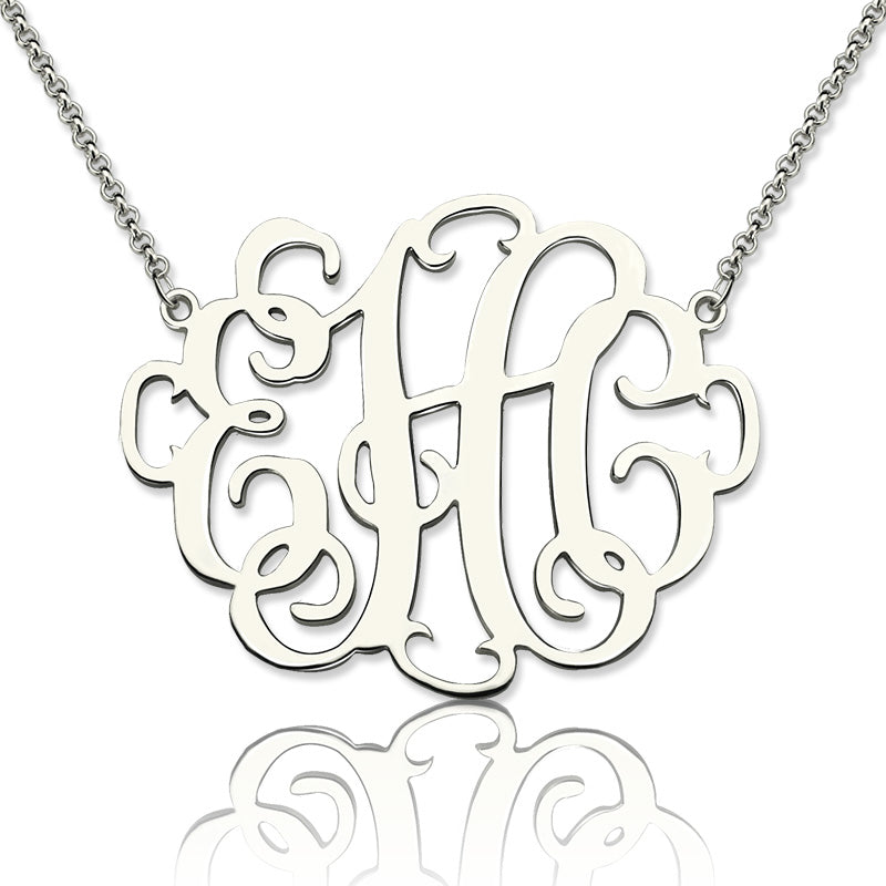 Personalized Stylish Monogram Necklace In Sterling Silver Jewelry Treasures