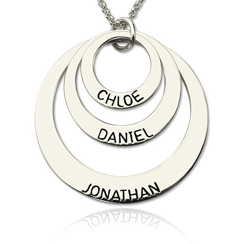 Engraved Sterling Silver Three Disc Necklace for Mothers Jewelry Treasures