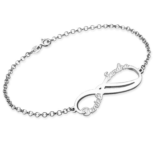 Personalized Infinity 2 Names Bracelet Sterling Silver Jewelry Treasures