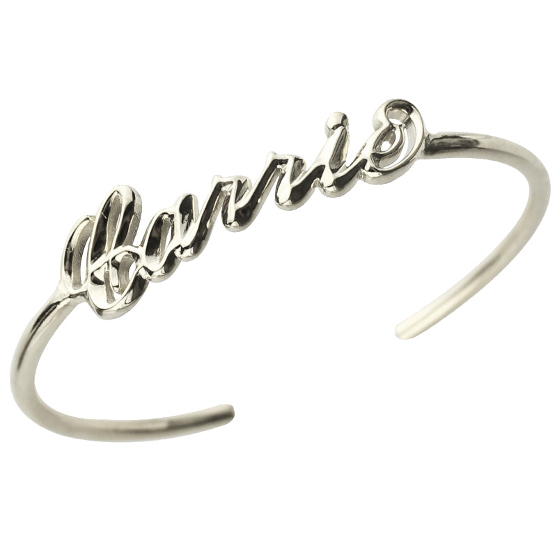 Personalized Carrie Style 3D Name Bangle Sterling Silver Jewelry Treasures