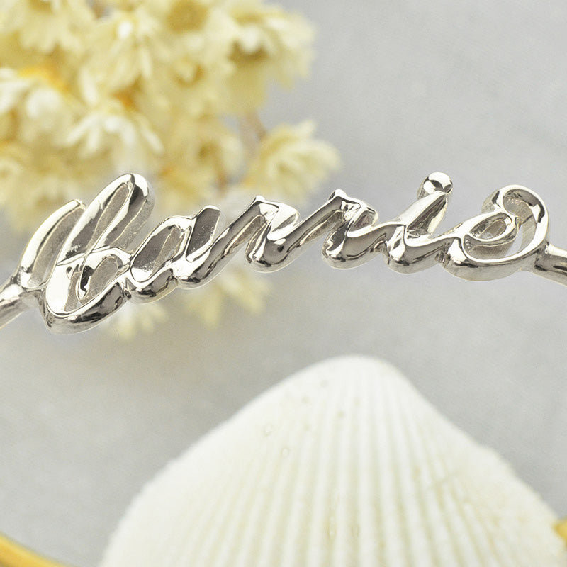 Personalized Carrie Style 3D Name Bangle Sterling Silver Jewelry Treasures