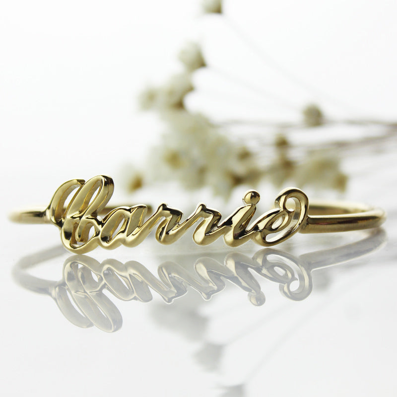 Personalized Carrie Style 3D Name Bangle Sterling Silver Jewelry Treasures