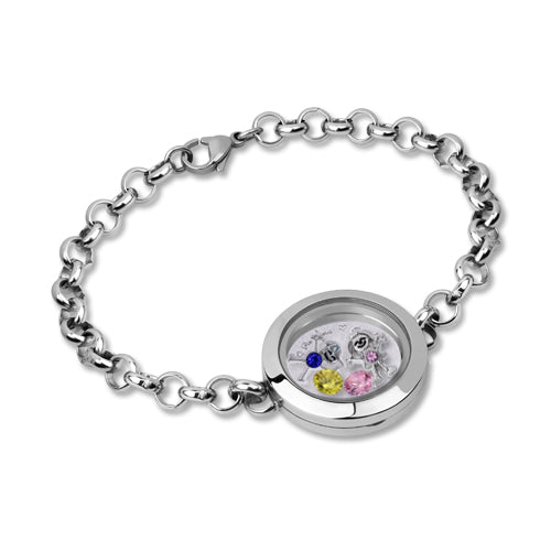 Kids Charm Floating Locket Birthstone Bracelet Stainless Steel Jewelry Treasures