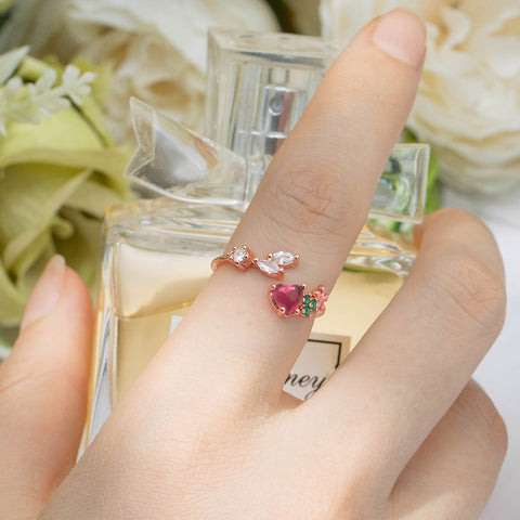 Floral Gemstone Open Ring Jewelry Treasures