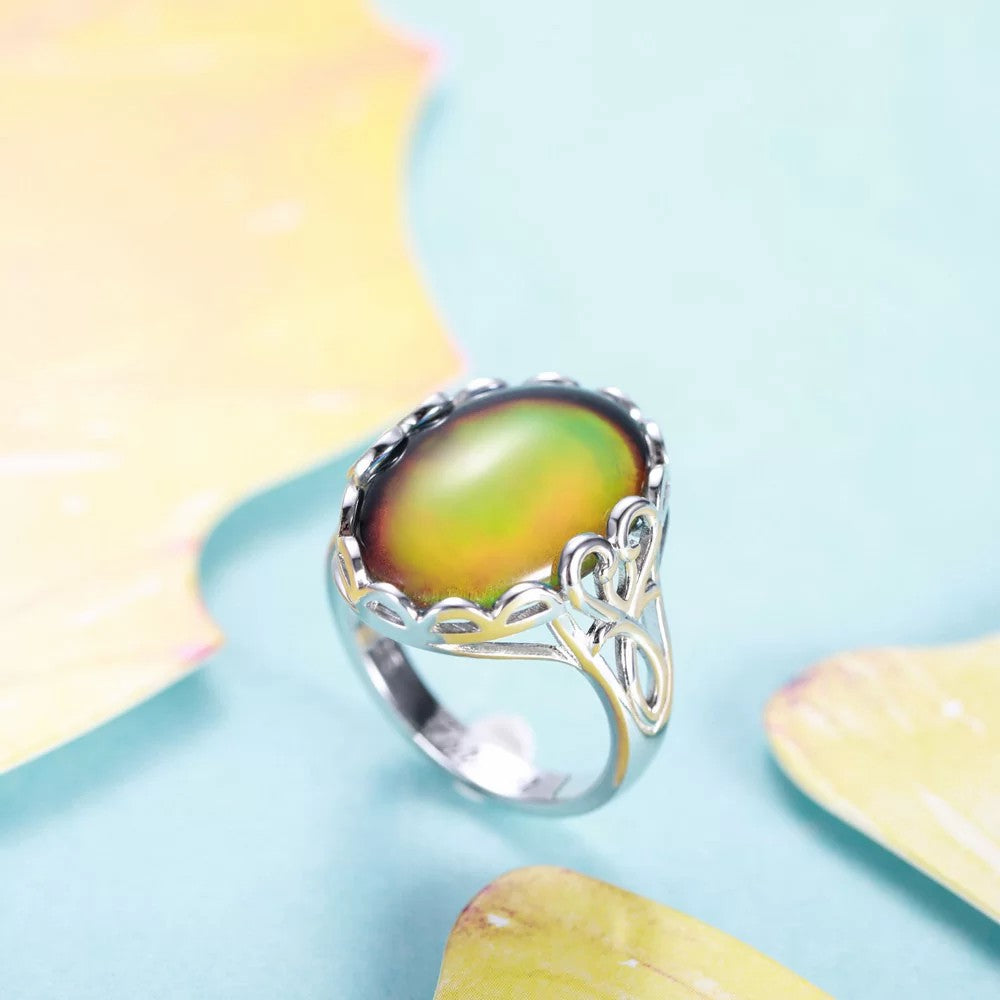 Customized Changing Color Mood Stone Ring Sterling Silver