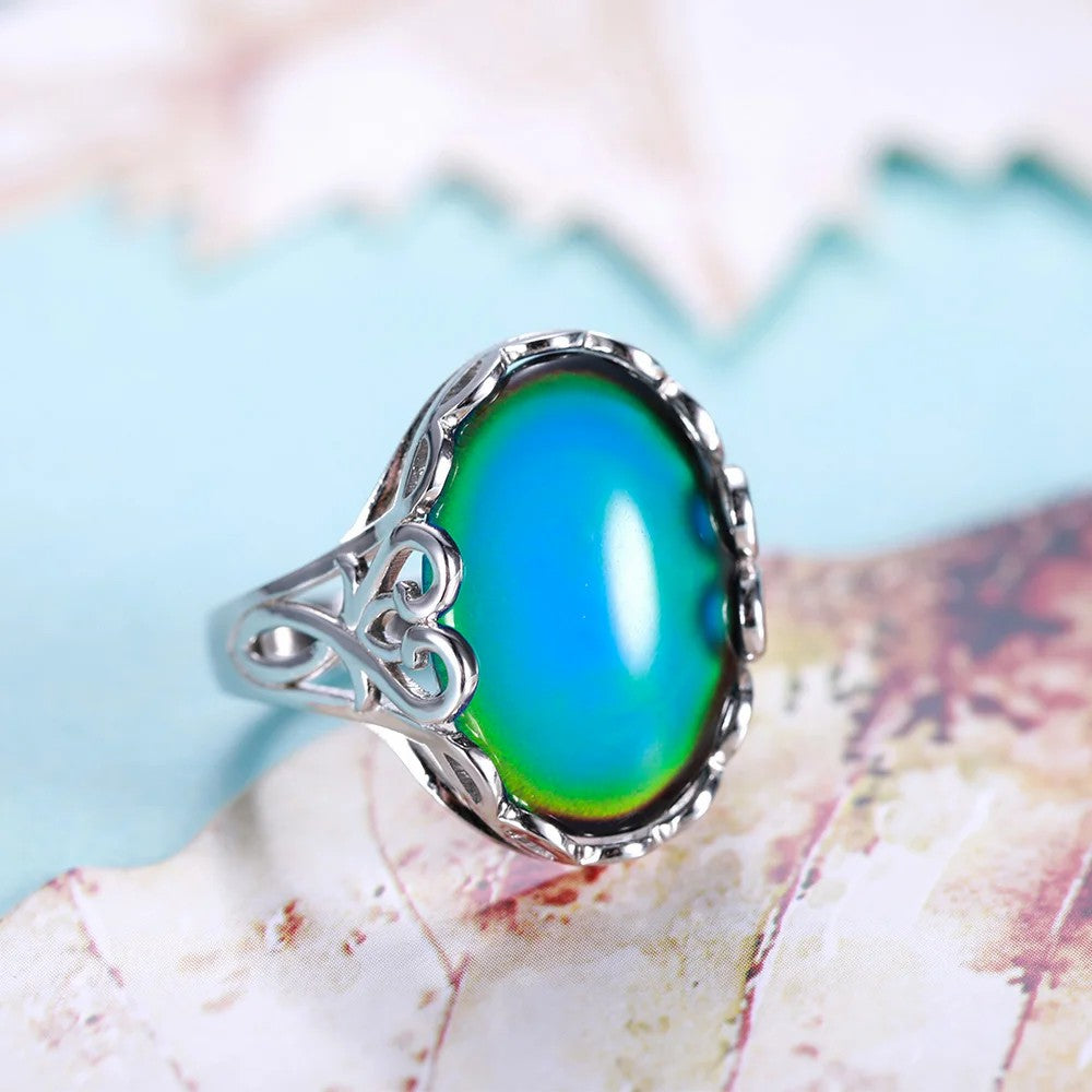 Customized Changing Color Mood Stone Ring Sterling Silver