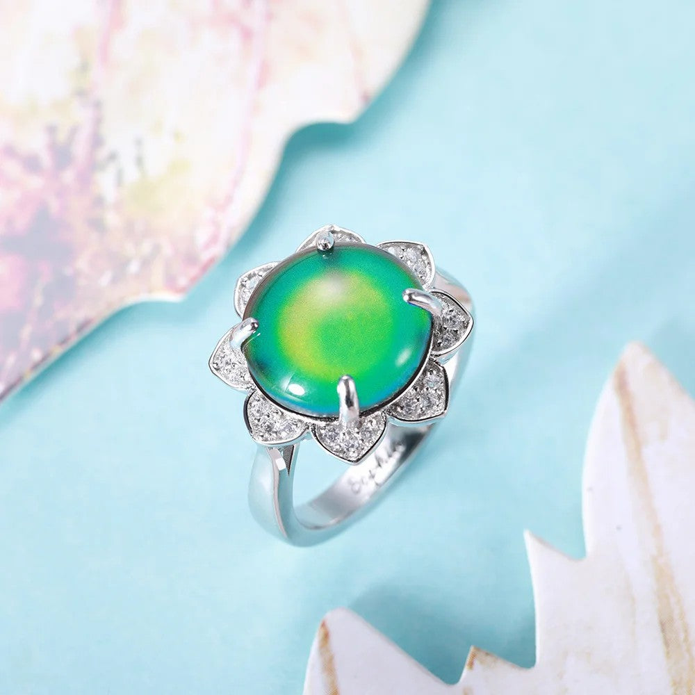 Customized Changing Color Mood Stone Ring Sterling Silver