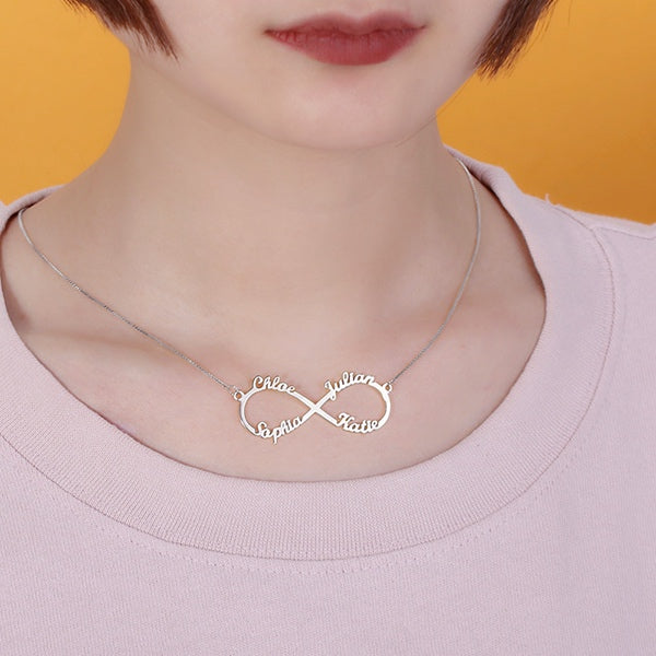 Sterling Silver Infinity Symbol Necklace 4 Names Jewelry Treasures