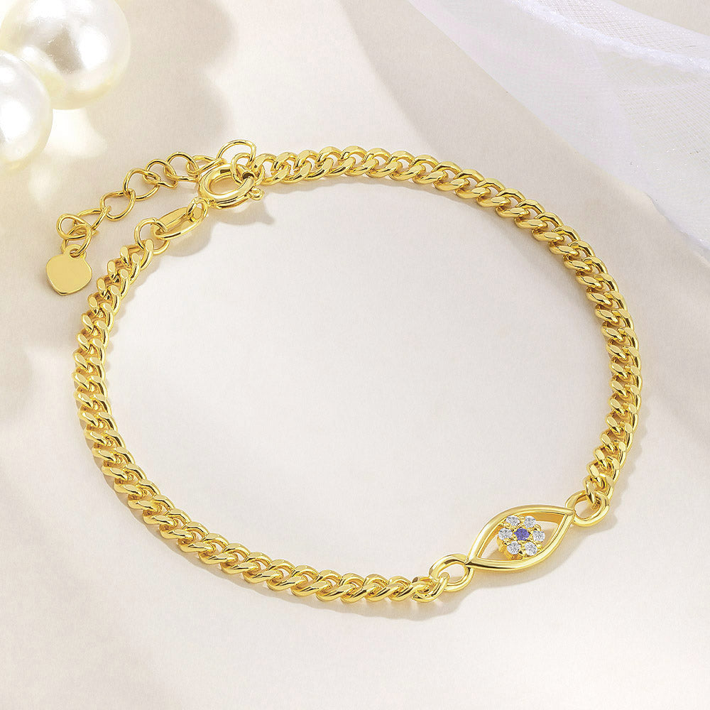 Dainty Evil Eye Bracelet, Cuban Link Chain Evil Eye Bracelet Jewelry Treasures