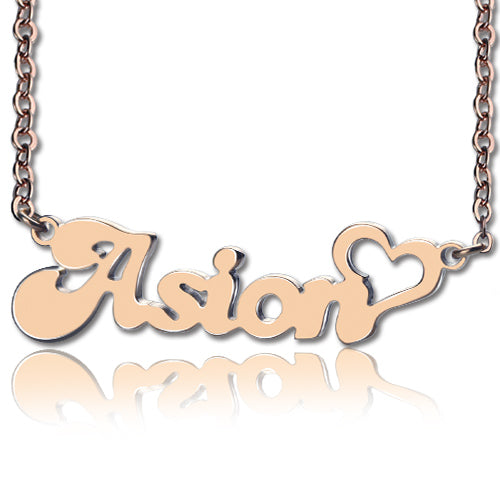 Personalized Name Necklace with Heart Rose Gold Jewelry Treasures