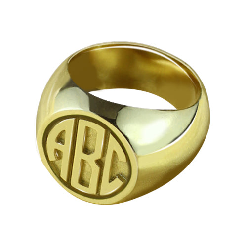 Customized Signet Ring with Block Monogram 18K Gold Plated Jewelry Treasures