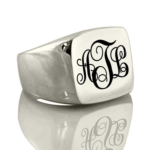 Personalized Signet Ring Sterling Silver with Monogram Jewelry Treasures