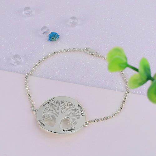 Personalized Engraved Family Tree Bracelet Sterling Silver Jewelry Treasures