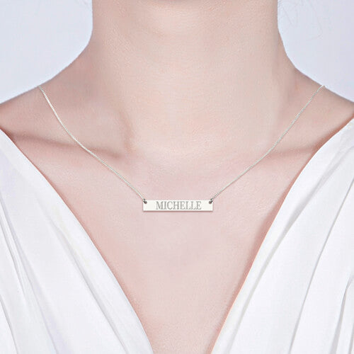 Engraved Name Bar Necklace In Sterling Silver Jewelry Treasures