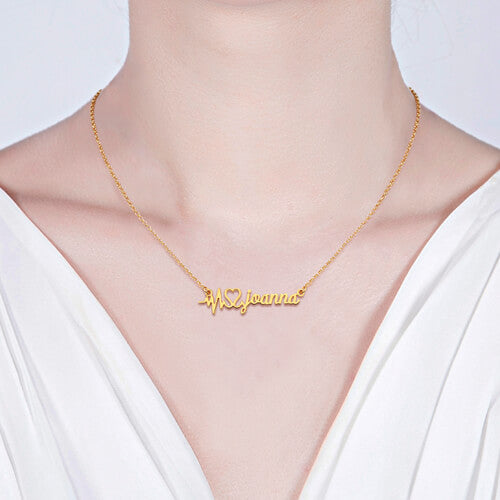 Personalized Heartbeat Name Necklace Gold Plated Silver Jewelry Treasures