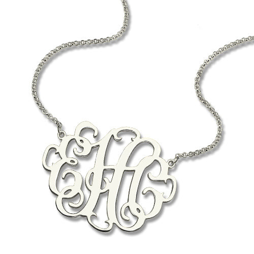 Personalized Stylish Monogram Necklace In Sterling Silver Jewelry Treasures