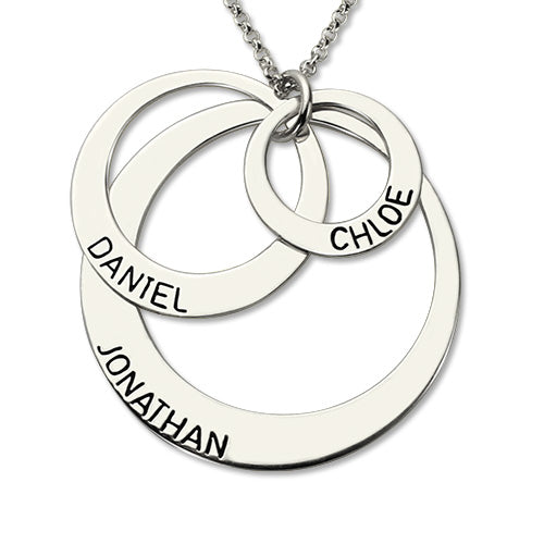 Engraved Sterling Silver Three Disc Necklace for Mothers Jewelry Treasures