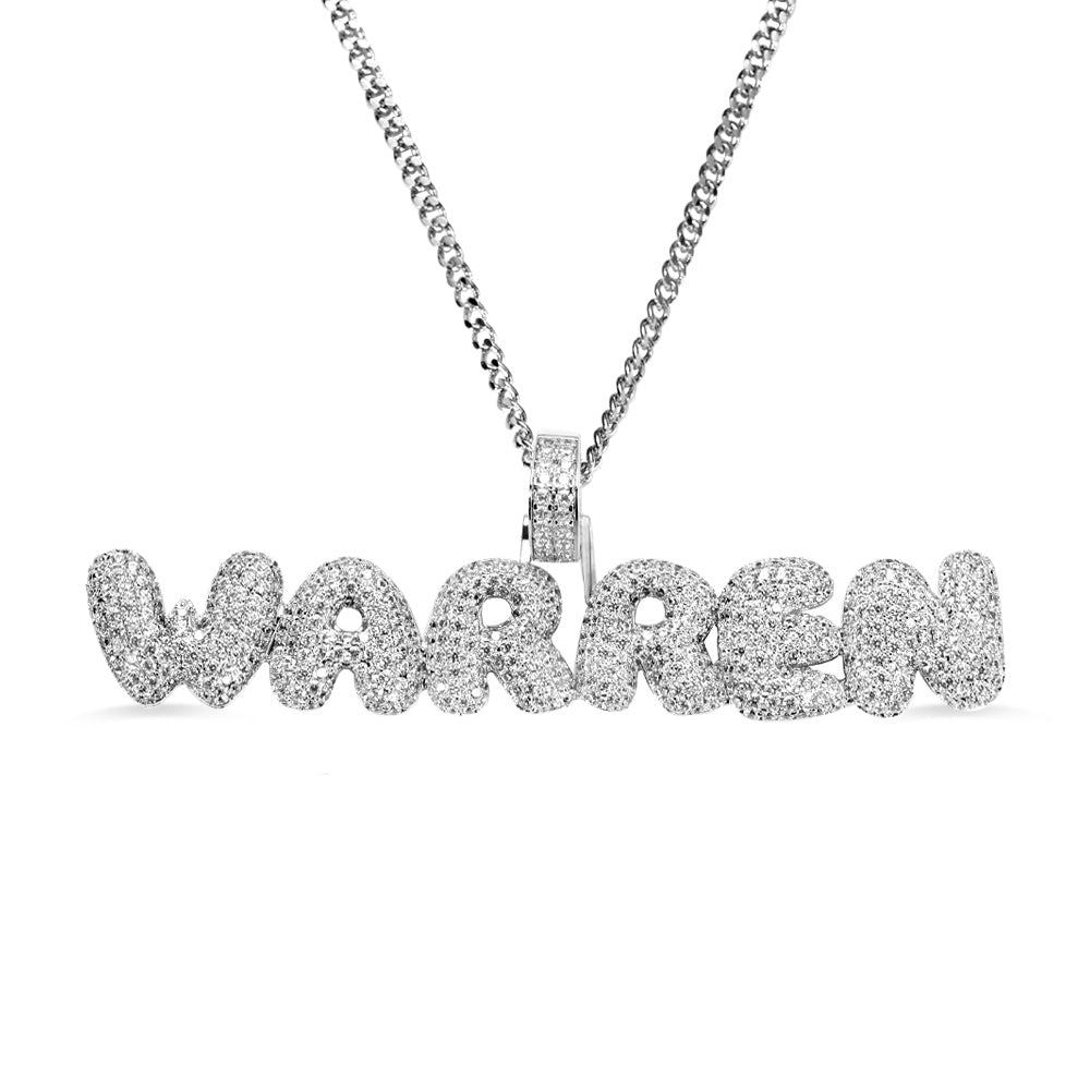 Custom Hip Hop Bubble Letter Necklace Jewelry Treasures