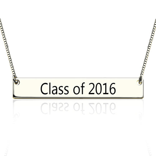 Sterling Silver Engraved Graduation Bar Necklace Jewelry Treasures