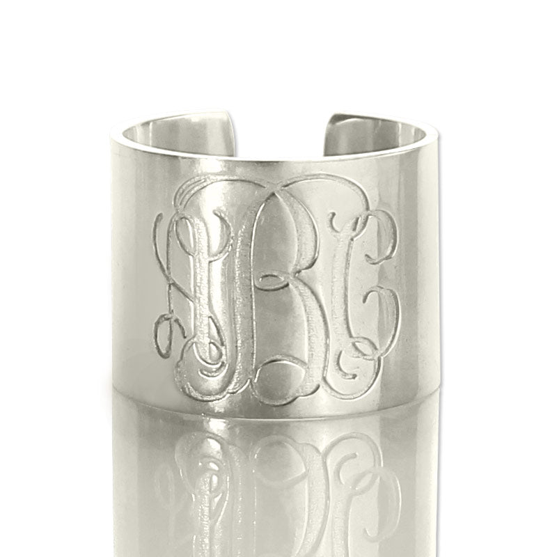 Personalized Monogram Cuff Ring Sterling Silver Jewelry Treasures