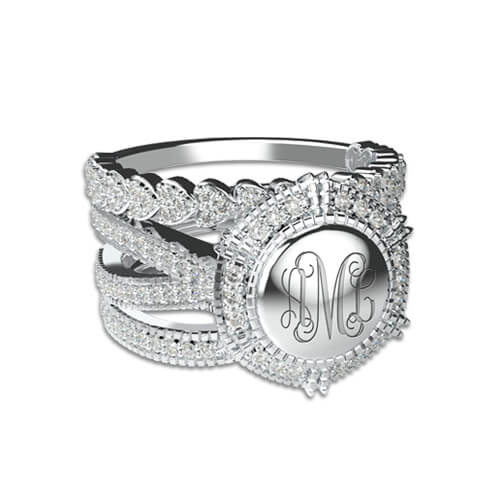 Custom Engraved Stackable Monogram Ring Sterling Silver Jewelry Treasures