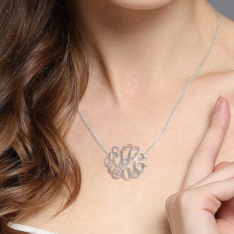 Personalized Stylish Monogram Necklace In Sterling Silver Jewelry Treasures