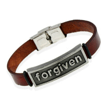 Retro Punk Forgiven Letter Bracelets Pu Leather Alloy Men's Bracelets