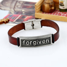 Retro Punk Forgiven Letter Bracelets Pu Leather Alloy Men's Bracelets