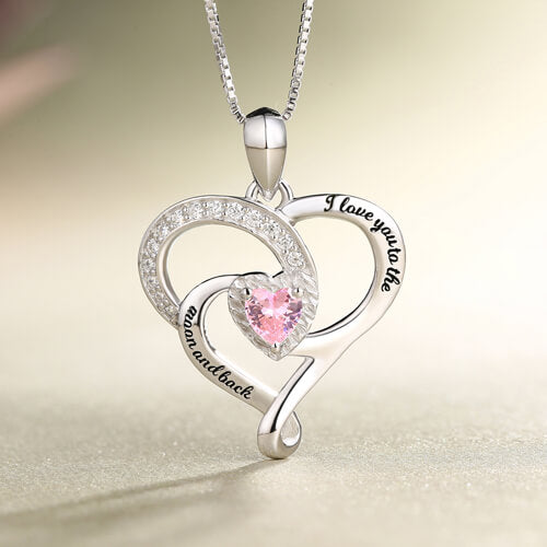 I Love You To The Moon And Back Birthstone Necklace Sterling Silver Jewelry Treasures