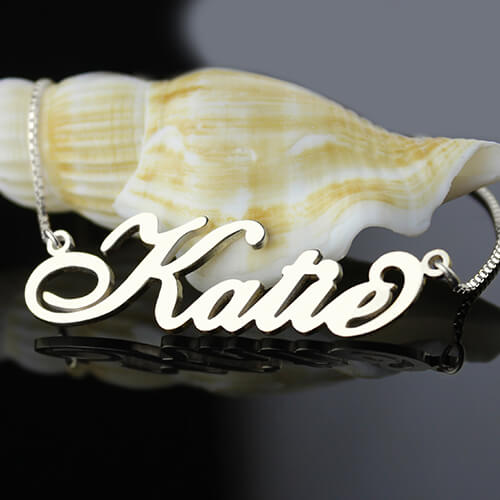 Personalized Carrie Nameplate Necklace Stering Silver Jewelry Treasures