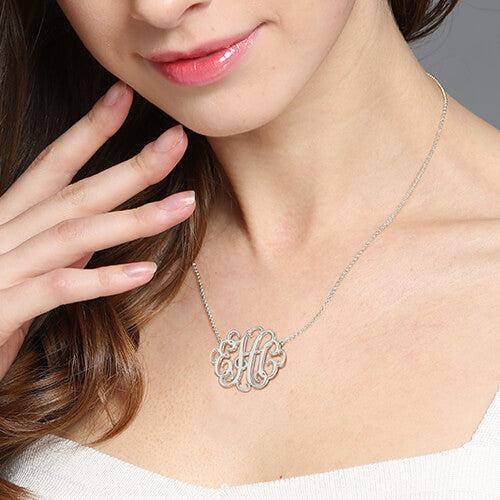 Personalized Stylish Monogram Necklace In Sterling Silver Jewelry Treasures