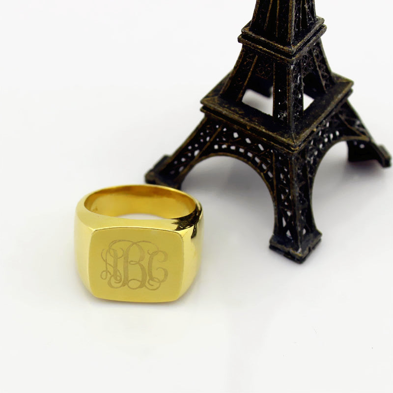 18K Gold Plated Fashion Monogram Initial Ring Jewelry Treasures