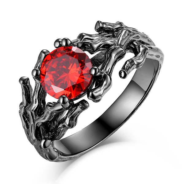 Branch Design Birthstone Black Plating Ring