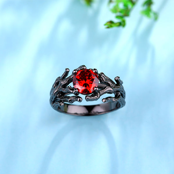 Branch Design Birthstone Black Plating Ring