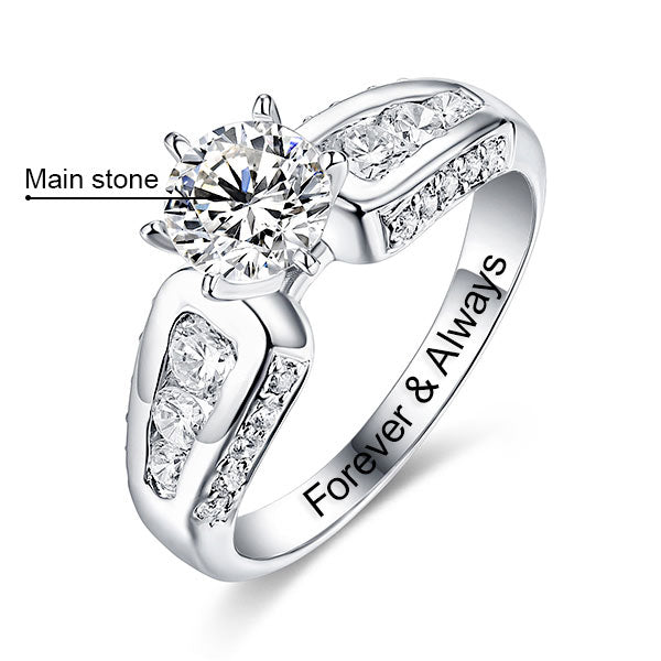 Engraved Round Gemstone Promise Ring In Silver Jewelry Treasures