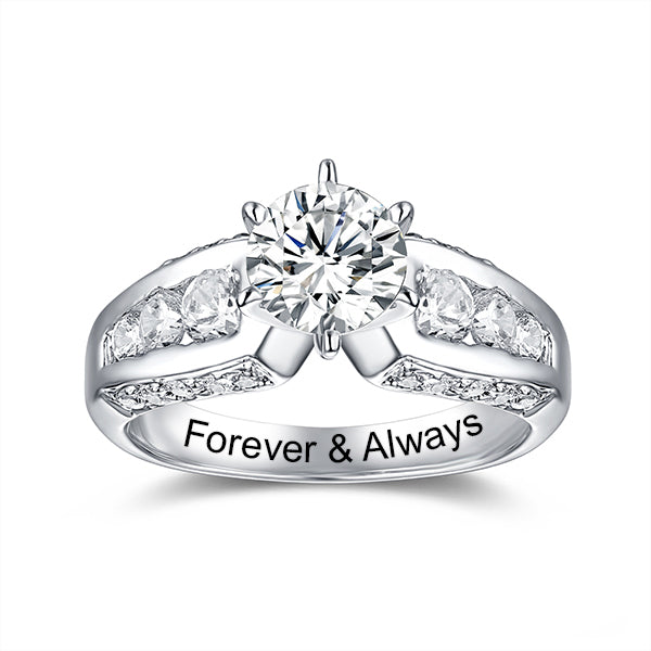 Engraved Round Gemstone Promise Ring In Silver Jewelry Treasures