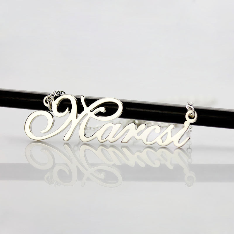 Personalized Anniversary Nameplate Necklace Sterling Silver Jewelry Treasures