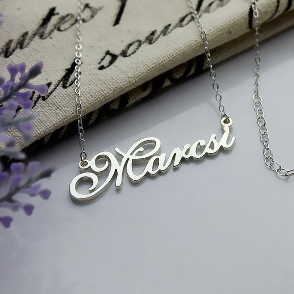 Personalized Anniversary Nameplate Necklace Sterling Silver Jewelry Treasures