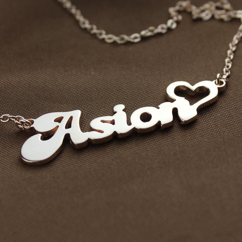 Personalized Name Necklace with Heart Rose Gold Jewelry Treasures