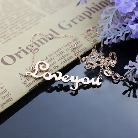 Personalized Rose Gold Plated Cursive Name Necklace Jewelry Treasures