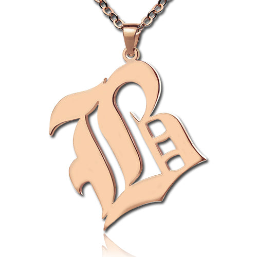 Rose Gold Plated Silver Retro English Style Initial Necklace Jewelry Treasures