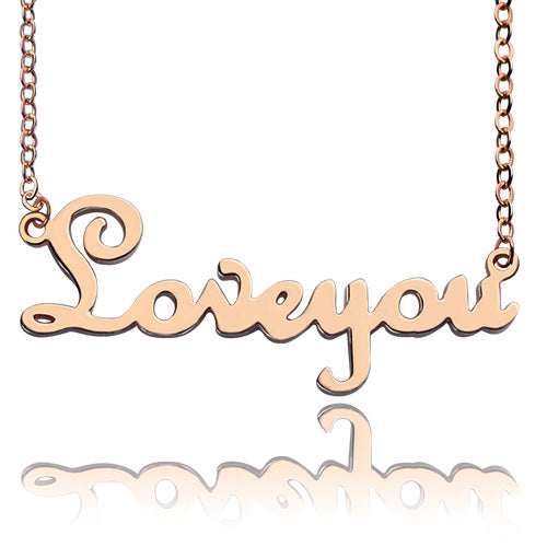 Personalized Rose Gold Plated Cursive Name Necklace Jewelry Treasures