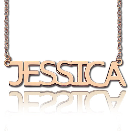 Block Letter Name Necklace Rose Gold - "jessica" Jewelry Treasures